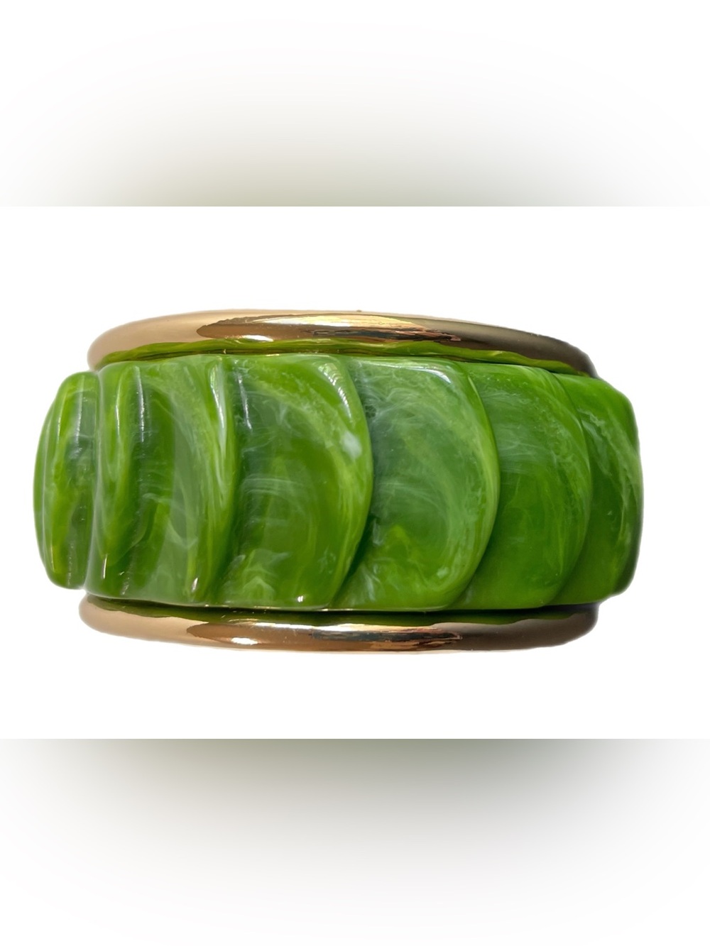 Green Resin and Gold-Tone Statement Bracelet